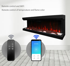 <span class=keywords><strong>Cheminée</strong></span> électrique en verre à flamme artificielle de haute qualité, encastrée ou autoportante, à 3 côtés, pour mur multimédia - Product Image 2