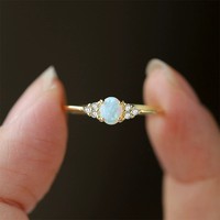 Bague ovale en argent sterling 925 avec opale et grappe de zircons cubiques, bijou élégant pour femme, vente en gros