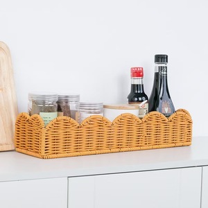 Rectangular Handmade <b>Rattan</b> Tabletop <b>Storage</b> <b>Basket</b> Eco-Friendly For Living Room Bedroom Hotel Restaurant Supplies - Product Image 1