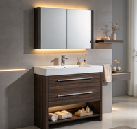 Meubles de salle de bain modernes sur pied avec miroir inclus, en PVC résistant à l'eau, style canadien, pas cher, d'occasion