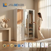 Armoire en acier avec miroir pleine longueur, meuble de rangement métallique, structure KD, pour chambre à coucher, dortoir, appartement