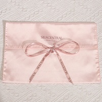 Pochette en satin personnalisée avec logo imprimé, sac cadeau cosmétique avec ruban, sac à main de luxe, pochette anti-poussière en soie satinée pour vêtements