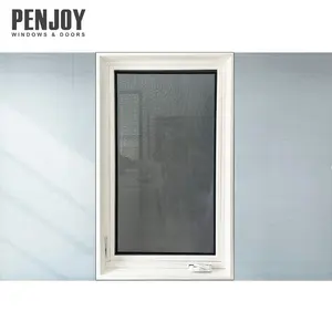PENJOY现代设计工厂定制铝包木曲柄平开窗带飞屏的木窗