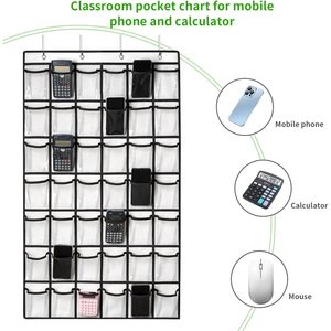 42 Pocket Clear Organizer Chart For Classroom <b>Phone</b> Storage <b>Wall</b> <b>Mount</b> With Hooks Rectangle Plastic Office Storage Solution - Product Image 4