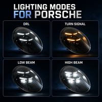 Ensemble de phares LED BK pour Porsche 911 2012-2019 992 Style Matrix Faisceau Plat Clignotant Séquentiel Plug and Play