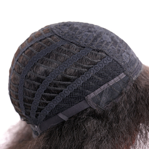 Perruque synthétique crépue droite bouclée, perruque courte duveteuse noire faite à la machine, perruques Afro pour femmes noires - Product Image 2