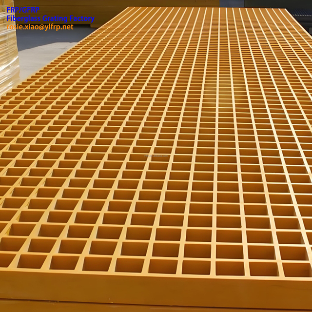 19*19 38*38 Fiberglass FRP Grating Manufacturer for Car Wash Trench Drain Grating, Walkway Mesh Drainage Grating, Floor Panel