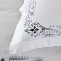 Ensemble de literie de luxe en coton 100% écologique de qualité supérieure, taille King, blanc, 200TC, 4 pièces, style moderne, brodé, pour toutes les saisons