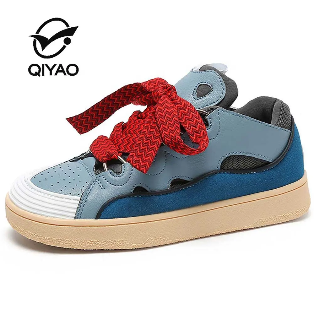 Chaussures personnalisées d'usine Qiyao baskets pour hommes en cuir véritable chaussures de sport décontractées de marche de créateur supérieur pour hommes