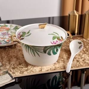 Vaisselle en Porcelaine Fine Émaillée Motif Forêt Tropicale – Sûre pour la Maison, l'Hôtel, le Restaurant, les Mariages, les Fêtes, le Café, le Dîner et la Cuisine - Product Image 3
