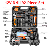 Kit combiné d'outils électriques OEM 92 pièces avec perceuse sans fil, batterie au lithium et garantie de 3 ans, boîte à outils
