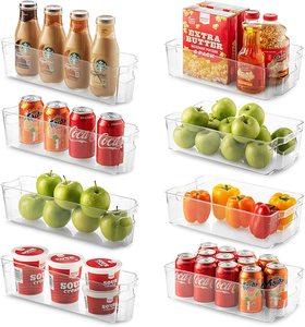 Set Of 8 Refrigerator Organizer Bins Stackable Fridge Organizers Clear Plastic Pantry Storage Rack