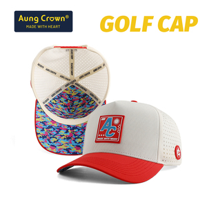 Casquette de golf personnalisée OEM en caoutchouc avec logo, 5 panneaux, imperméable, performance, sublimation, perforations découpées au laser, Gorras classique, séchage rapide - Product Image 1