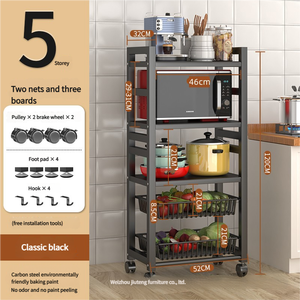 Étagère de rangement de cuisine multifonctionnelle en acier au carbone de haute qualité, design moderne, roues universelles, pour cuisine et salle à manger - Product Image 6