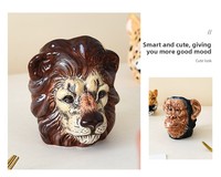 Mug à café en porcelaine sous glaçure, thème animaux de dessin animé 3D peints à la main, style nordique, pour enfants, cadeau, directement de l'usine.