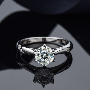 S925 plata esterlina hembra D-Color 1 quilate Moissanite anillo clásico seis garras <span class=keywords><strong>diamante</strong></span> directo de fábrica - Product Image 4