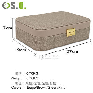 Boîte de rangement portable sur mesure en toile de chanvre pour bijoux, style luxe léger, pour boucles d'oreilles et colliers, organisateur de bijoux en lin - Product Image 5