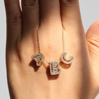 Iced Out Bling CZ pavé 26 lettres pendentifs à breloques A à Z Alphabet nom collier résultats bijoux à bricoler soi-même