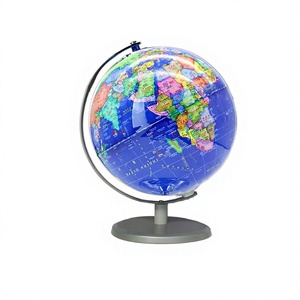 Globe terrestre lumineux AR bleu de 20 cm avec LED pour enfants, élèves du primaire/du collège - Apprentissage géographique, base en métal - Product Image 1