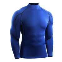 T-shirt de Compression Taille US, Col Montant, Collant de Sport Homme, Manches Longues, Élastique, Sous-vêtement de Base pour Course et Fitness