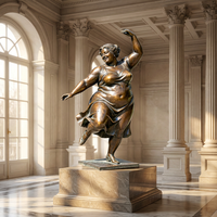 Statue de femme pulpeuse dansante en bronze moulé, grandeur nature, art populaire traditionnel, statue de jardin pour place publique, sculpture de jardin en bronze