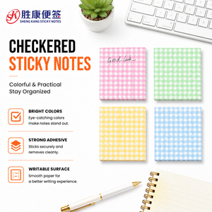 Square Checkered Grid Sticky Notes Writable Adhesive Memo Pad Colorful Grid Pattern <b>Notepads</b> for Office School Study Journal Use - Product Image 1