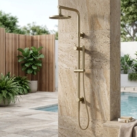 Robinet de douche en laiton brossé pour camping-car avec pommeau de douche à jet pluie haute pression, fixation murale pour appartement et hôtel