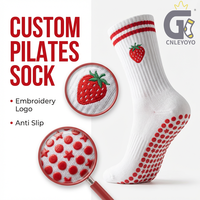 Chaussettes de Pilates personnalisées avec logo brodé, antidérapantes, pour femmes, yoga, barre, en coton, chaussettes mi-mollet, OEM ODM, vente en gros