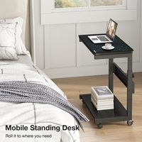 Height Adjustable Computer Tower Stand, 2-Tier Case CPU Holder Cart Under Desk Mobile PC Stand Laptop Standing Table Accessories