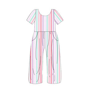 Custom Casual Flower Print Breathable Colorful Kids Wide Leg Long Pants Jumpsuit <b>Sister</b> Matches Wholesale 95% Cotton 5% Spandex - Product Image 3