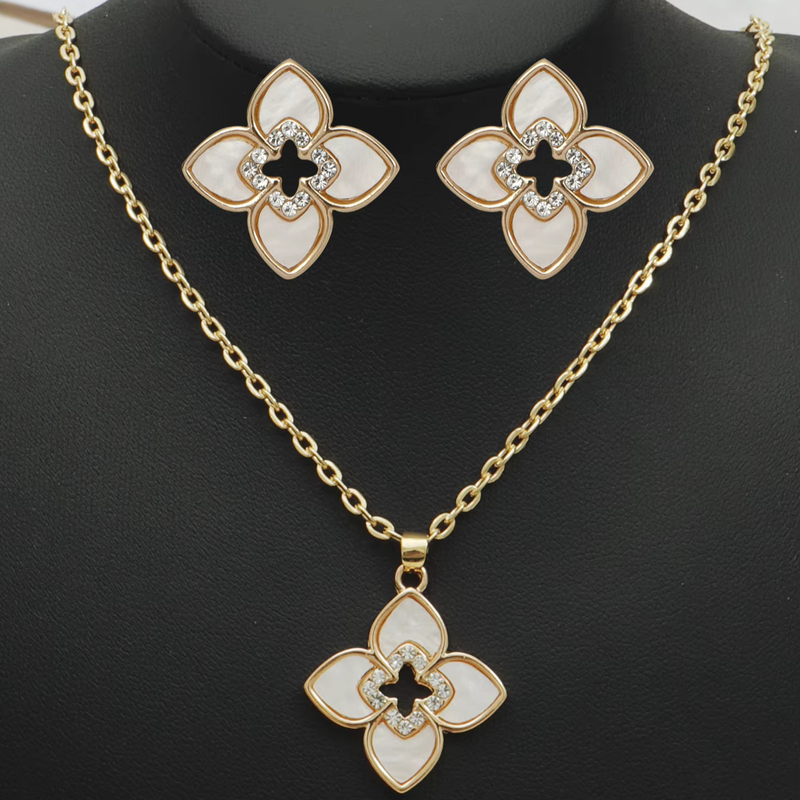 Jewelry Set Luxury Floral Earrings Necklace