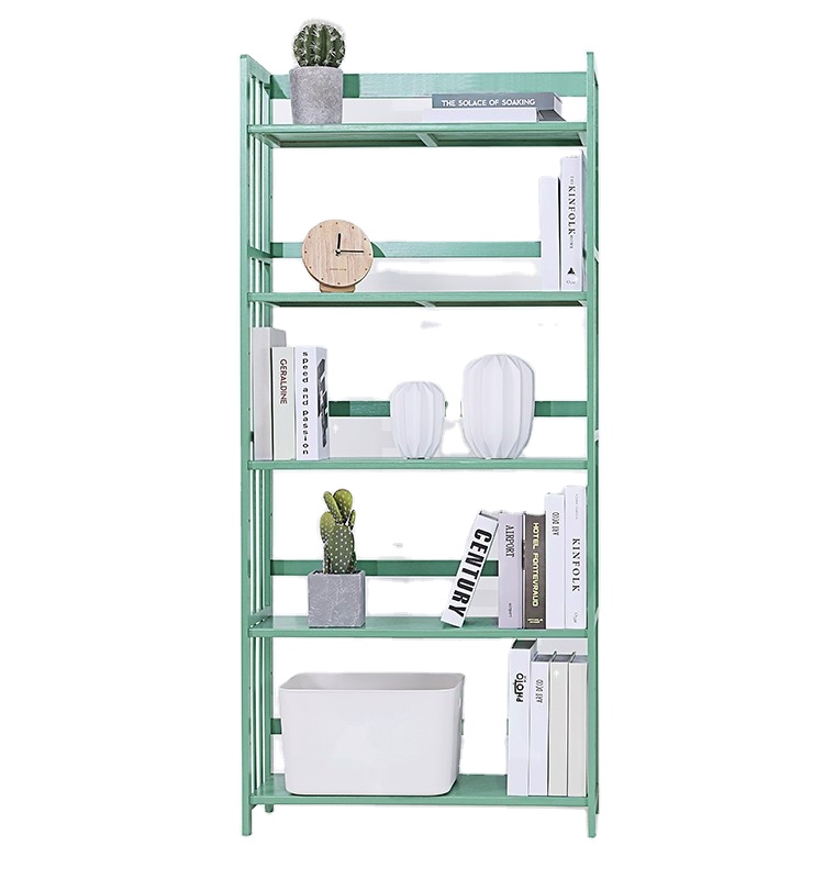 Bamboo floor book shelves Bookcase 5 Shelf Storage Rack Display Stand