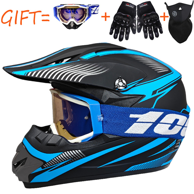 Sky Blue Track comes with blue and white 100 goggles   gloves