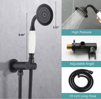 Système de Douche Mural HONGDEC Antique à Double Pommeau de Pluie 6 pouces, Noir Mat, avec Douchette à Main et Jets Corporels Vintage pour Hôtels
