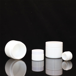 glass cosmetic packaging custom logo 1OZ face cream White porcelain jar skincare container with white plastic lid