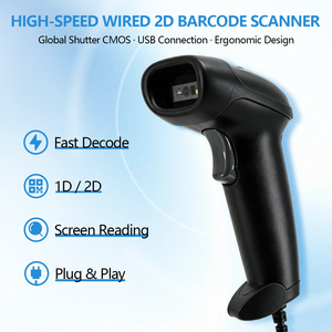 เครื่องสแกนบาร์โค้ดแบบมีสาย 2D ความเร็วสูง 120 เฟรมต่อวินาที 0.5MP อ่านโค้ดบนหน้าจอ เครื่องอ่านบาร์โค้ดสำหรับ POS ซูเปอร์มาร์เก็ต USB - Product Image 2