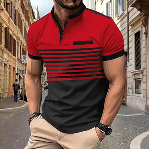 Custom Men Short Sleeve for Shirt Embroidery Logo 200GSM 100% Polyester Knitted Breathable Color Block Golf Workwear Top - Product Image 5