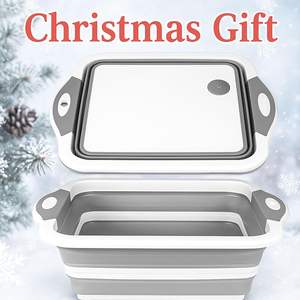 Kitchen Gadgets Vegetable Fruits Drain <b>Basket</b> 2 in 1 PP Foldable Cutting Board <b>Collapsible</b> Plastic Chopping Board for Camping - Product Image 3