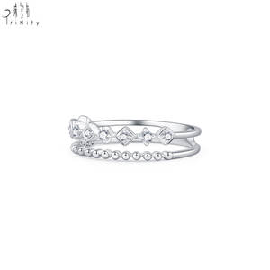 Proveedor de Hong Kong de joyería: Anillos apilables para uso diario para mujeres, anillo de oro macizo de 18 quilates con diamantes naturales para el Día de San Valentín - Product Image 2