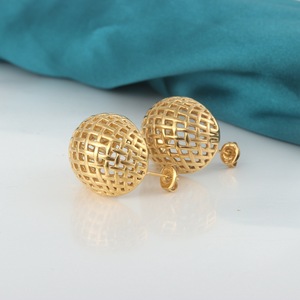 yunnique Gold Ball Stud <b>Earrings</b> 18K Ceramic <b>Post</b> Geometric Weave Design Fashion Jewelry for Women - Product Image 4