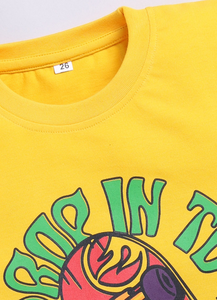 Carrydreams T-shirt en coton imprimé jaune pour garçons, avec motif graphique, tissu doux et respirant, vêtements décontractés confortables - Product Image 3