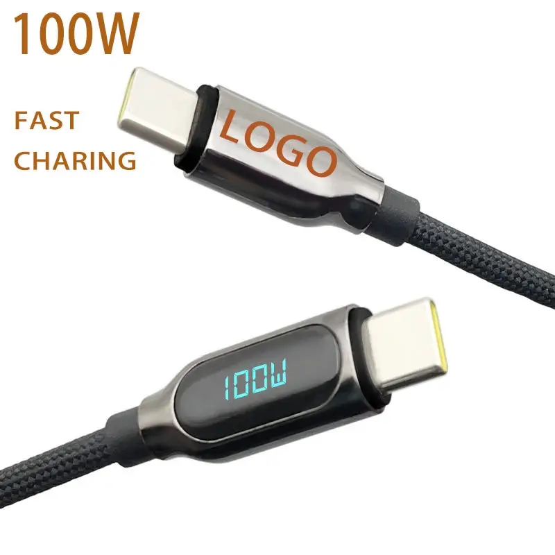 led digital display light usb data cable type c to type c fast charging led display usb charging cable