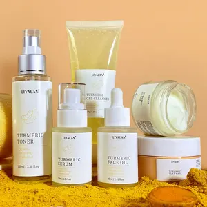 Tumeric yüz karanlık nokta temizleme kremi Anti akne zencefil Serum yağı yüz beyazlatma zerdeçal cilt bakımı seti