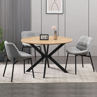 Belle table de salle à manger ronde en bois de ferme, naturelle, durable, de haute qualité, avec pieds en métal