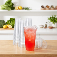 Gobelets en plastique jetables personnalisés avec logo PET et couvercles, vente en gros, gobelets pour thé à bulles, café glacé, jus, boissons froides, boissons à emporter