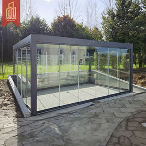 Pérgola de aleación de aluminio para jardín, Patio, patio trasero, Gazebo, dosel con techo retráctil y mosquitera para entretenimiento al aire libre - Product Image 1