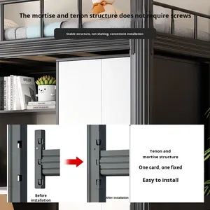 2025 nouveau modèle cadre en acier réglable lit superposé bureau combinaison assemblage facile université dortoir moderne appartement épaissi - Product Image 4