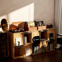 Caja de Almacenamiento de Discos de Vinilo y Álbumes de Madera, Estilo Americano Rústico, Caja Portátil para Archivos con Asa
