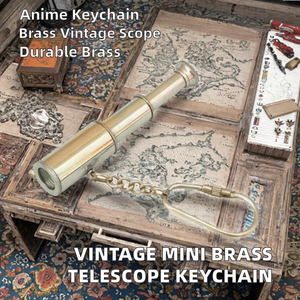 Antique Brass Telescope Keychain <b>Mini</b> Spyglass <b>Keyring</b> Vintage Nautical Style Collectible Gift Accessory - Product Image 2