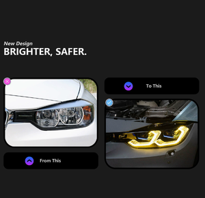 New Yellow White Front Lamp <b>DRL</b> Assembly Headlamp Plug Play Retrofit 3 Series F30/F35 2013-2018 Snake Eyes <b>Light</b> Lamp - Product Image 4